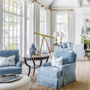 Blue & White Living Room Featured In Southern Home March April 2022