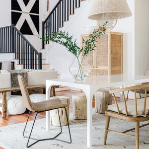 The Cottage Journal Spring 2022 Black and White Dining Room With Wood Chairs