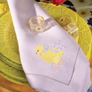 The Cottage Journal Spring 2022 Yellow Plates And White Napkin With Yellow Chick