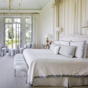 White & Grey Bedroom Featured in Southern Home March April 2022