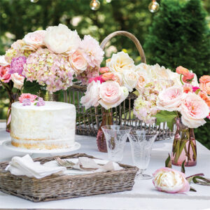 Pink and White Table Spread Featured In The Cottage Journal Romantic Cottage 2022