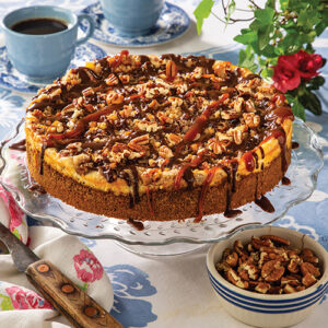 Turtle Cheese Cake Featured in Brenda Gantt's Linger Around The Table