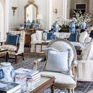 Blue & White Living Room Featured In Victoria May June 2022