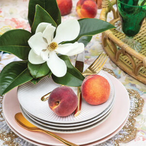 Peach Table Setting Featured In Southern Lady May June 2022