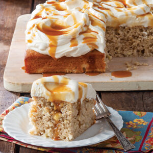 Apple sheet cake on plate
