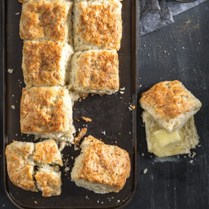 black pepper biscuits on tray