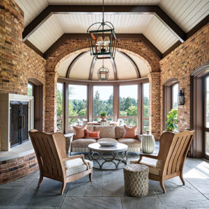 brick screened in furnished porch