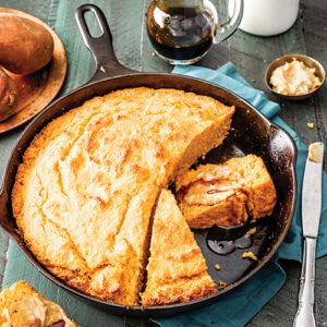 cornbread in a cast iron skillet