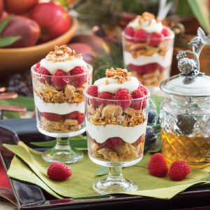 layered desserts in glass cups