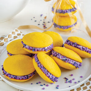 purple and gold whoopie pies