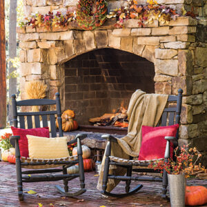 two outdoor rockets with fire place