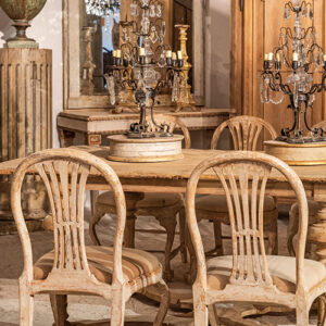 wooden table and chairs