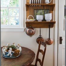 Dining table and vintage shelf