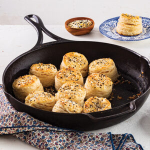 skillet with biscuits