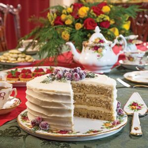 Sliced Cake on Floral Dining Ware