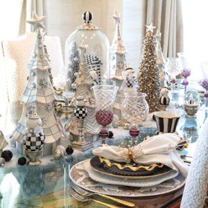 Blue and White Christmas Decor Tablescape