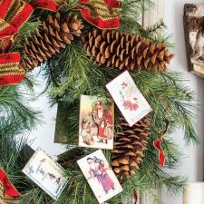 Pine Cone and Christmas Card decorated wreath