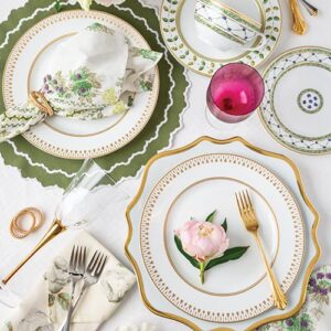 Gold and green mix match place settings