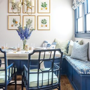 Blue kitchen table corner nook