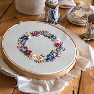 Circular wooden and floral decor