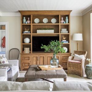 Natural and wood toned living room