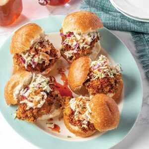 Plated chicken sliders