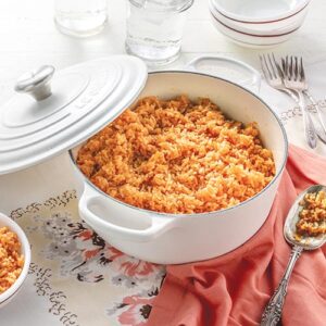 Pot of pink rice