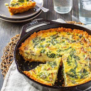Quiche in cast iron skillet