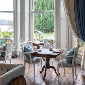 Water front dining with open windows