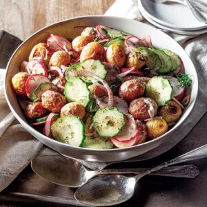 salad in a silver bowl