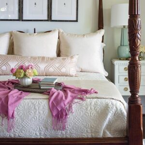 wooden framed bed