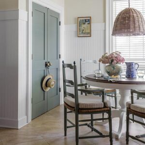 Wooden and beach themed dining room