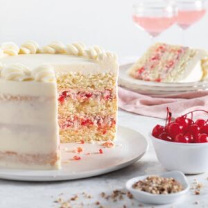 White icing cherry cake