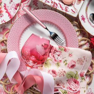 pink floral tabletop place setting