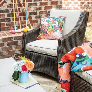 Spring porch furniture with floral decor