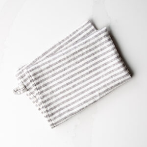 Linen Casa Medium Grey Stripe Towel