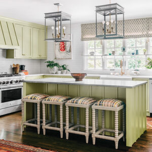 Sage green accented kitchen