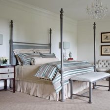 Striped master bedroom bedding