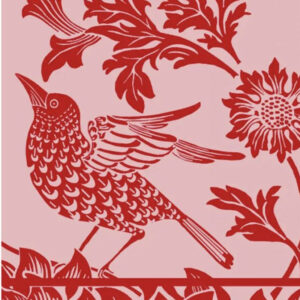 Red Twiggy Bird Tea Towel