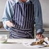 Navy striped apron styled