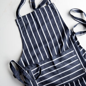 navy striped apron