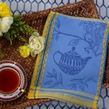Blue Teapots Four-Panel Jacquard Tea Towel