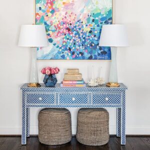 Blue and pink decorated entryway