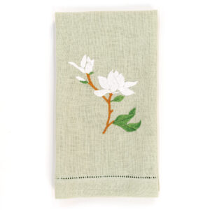 Hibiscus linens magnolia towel green