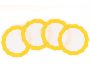 Linen round applique napkins yellow