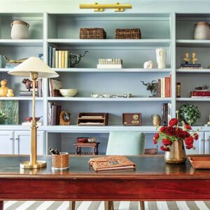 Blue shelved office