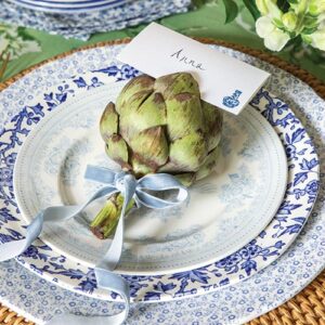 Southern cottage blue and white tablescape