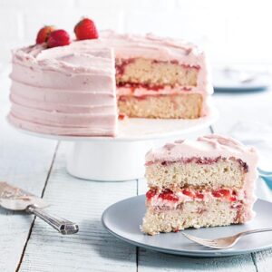 Two layer strawberry cake