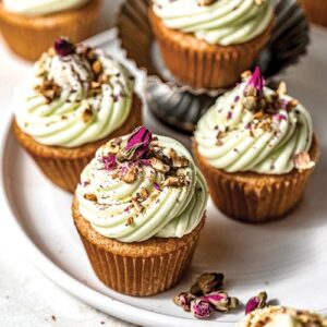 Pistachio Rose Cupcakes
