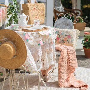 Blue linen cottage decor